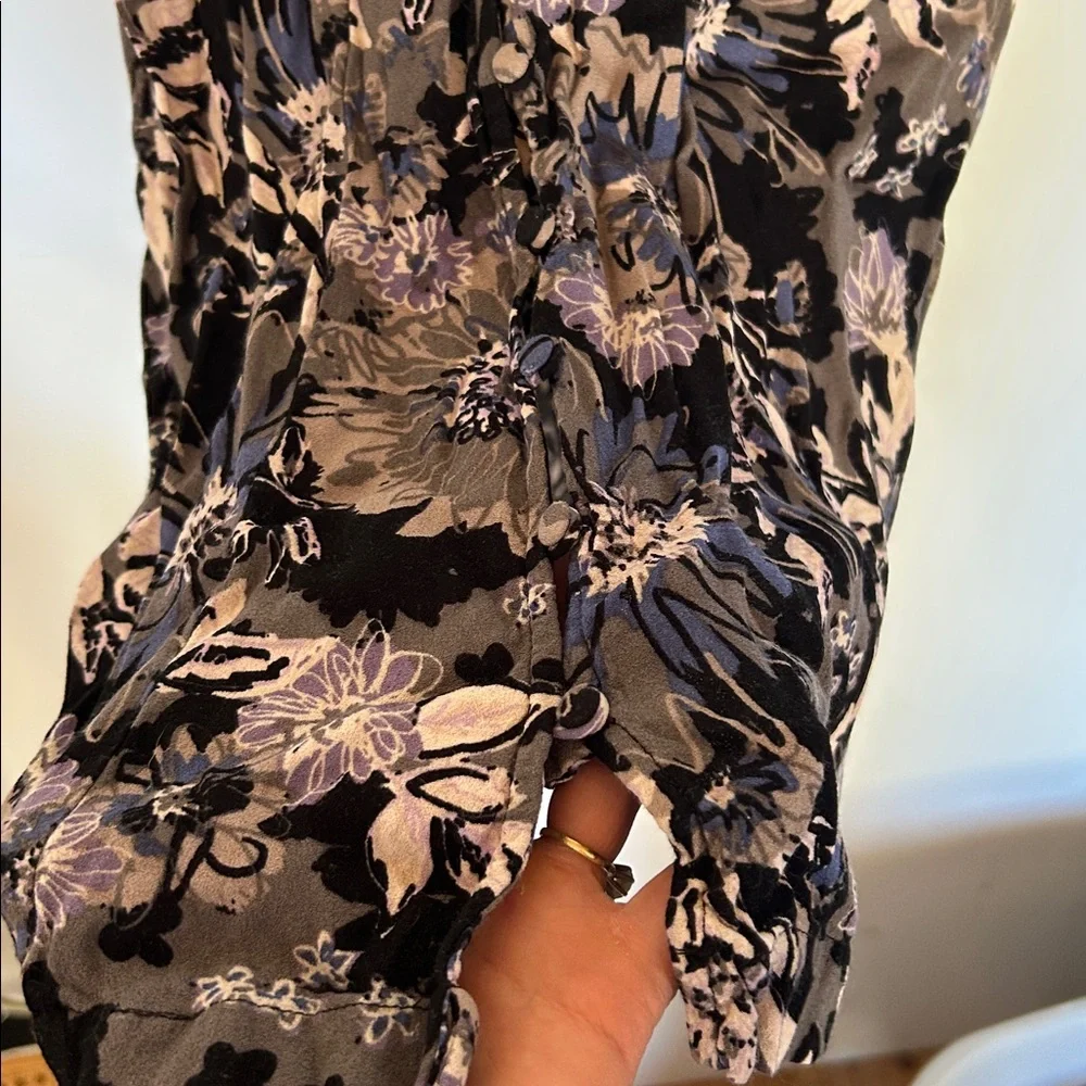Free People sz 8 Black Combo Jump & Jive Floral Button-Down Mini Dress $108 - Picture 5 of 7